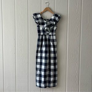 Habitual Kids Navy & White Gingham Ruffle Midi Dress